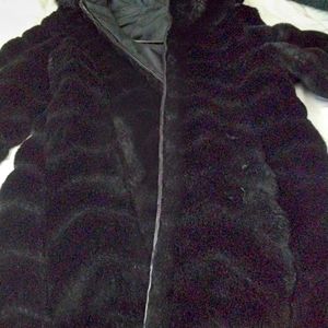 Black faux fur reversible coat